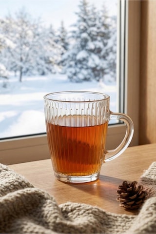 Lav Hestia Cam Kupa 3 Kişilik 300 ml Kulplu (Kahve/Çay Bardağı)