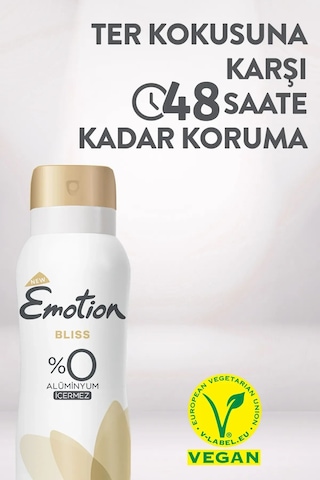 3 Adet Emotion Bliss Kadın Vegan Deodorant 150 Ml Hızlı Kurur , Leke Bırakmaz