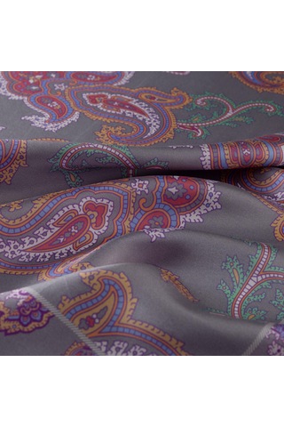 İpek Evi İpekevi Twill İpek Eşarp - Patchwork Desenli - Gri