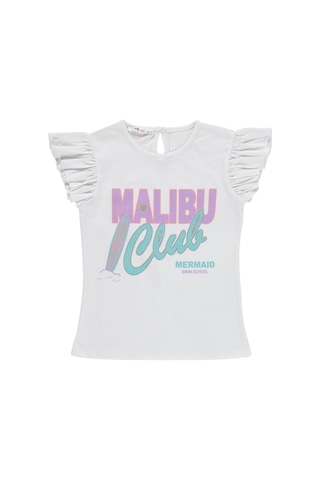 Civil Girls Malibu Baskılı Şortlu 6-9 Yaş Takım - Kırık Beyaz