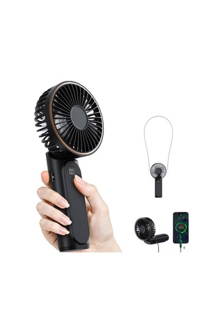 Geeksen Usb Şarjlı 3600mah Mini Fırça: Boyun Taşıma & Elden Kullanıma Uygun, Masüstü Folding Fan - Siyah