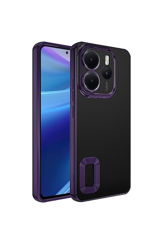 Redmi Note 14 4g Kılıf Kamera Korumalı Logo Gösteren Mkst Omega Kapak - Derin Mor Mor