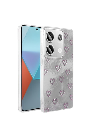 Xiaomi Redmi Note 13 Pro 4g Kılıf Kamera Korumalı Figürlü Zore Ponti Silikon Kapak Beyaz