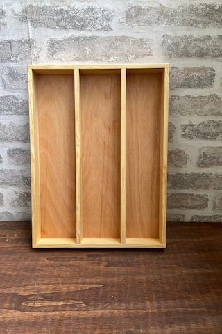 30x40 Cm Çok Bölmeli Ahşap Kaşıklık Ve Kepçelik Seti - Çekmece Düzenleyici- Ahşap Organizer