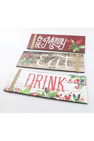 Novahub Adet Noel Ahşap Ev İşaretleri Be Merry & Eat & Drink Desenli Mutlu Noeller Ön Kapı İşaretleri Duvar Noel Partisi Dekorasyonu İçin, Ahşap Noel İşaretleri