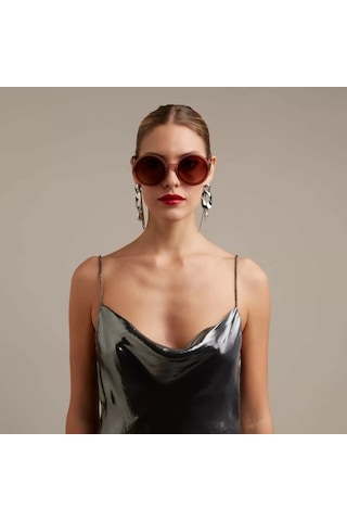 Okkia Monica Unisex Büyük Yuvarlak Güneş Gözlüğü Havana Pembesi Çok Renkli
