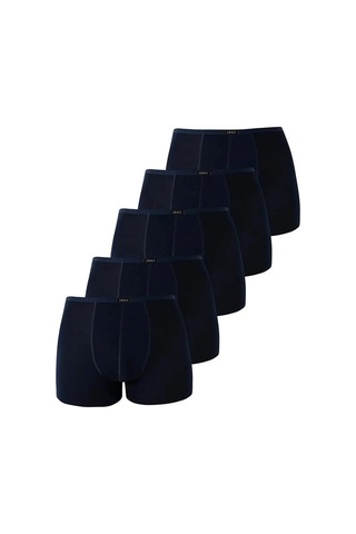 Carlburn Premium Erkek İnce Bel Lastikli Bambu Boxer Lacivert 5'li Paket Esnek Model Spor Tarz İç Giyim