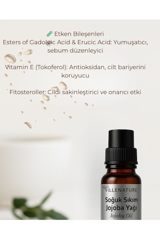 Villenature Soğuk Sıkım Jojoba Yağı Jojoba Oil Simmondsia Chinensis 20 Ml
