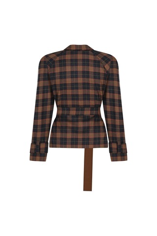 Kadın Ekose Desenli Klasik Ceket Frn6109 Kahverengi