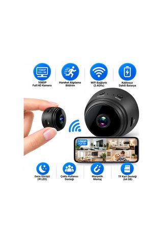 Wifi Hd Mini Battery Ip Kamera Uzaktan İzlenebilen 20fps-15fps A9