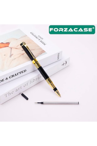 Gold Desen İşlemeli Kutulu Metal Roller Kalem - Fc956k