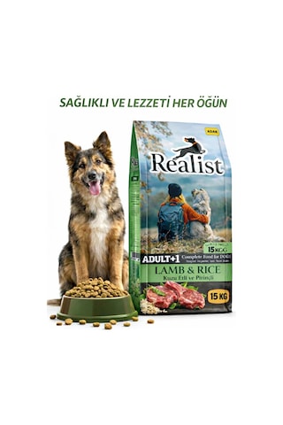 Realist Kuzu Etli ve Pirinçli Yetişkin Köpek Maması 15 KG