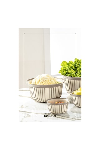 4 Parça Linea Yuvarlak Pratik Kase Çeyiz Seti 1x 500 Ml 1x 1-2-3 Litre Bej Bej