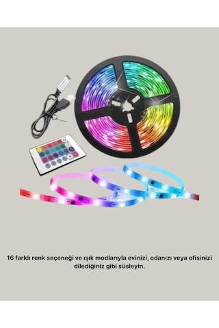 Mey İthalat Müziğe Duyarlı Renkli Smart Şerit Led Işık Usb Bağlantılı Ambiyans Aydınlatma Çok Renkli