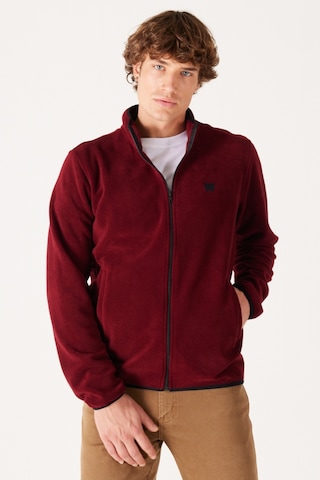 Wrangler Regular Fit Normal Kesim Dik Yaka Fermuarlı Bordo Polar Ceket W212239810 Bordo