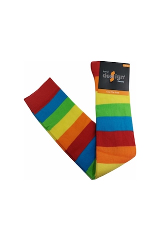 Design Socks Desing Çember Desenli Dikişsiz Dizüstü Çorap-Çok Renkli
