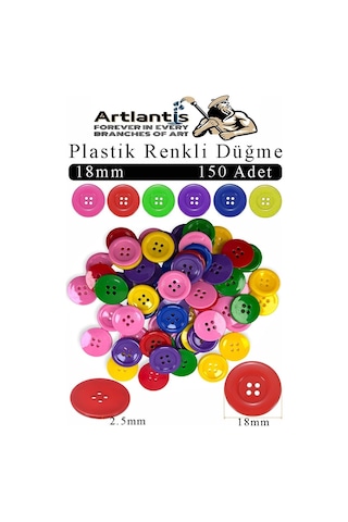 Renkli Düğme Plastik 1.8cm 150 Li 1 Paket 18 Mm Plastik Renkli Düğme Dikiş Parlak Yuvarlak 4 Delikli Düğme Etkinlik Okul