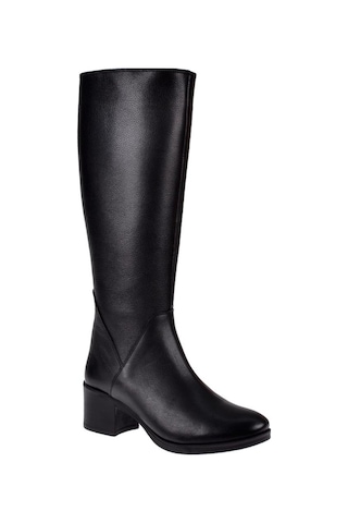 Pullman Hakiki Deri Alçak Topuk Kadın Çizme Sk-92900 Siyah-siyah Siyah