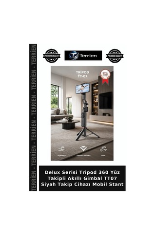 Delux Serisi Tripod 360 Yüz Takipli Akıllı Gimbal Tt07 Siyah Mobil Stant