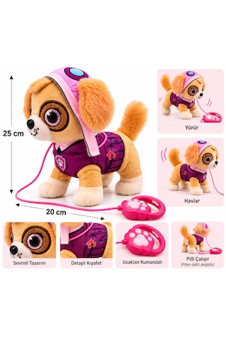 Uzaktan Kumandalı Yürüyen Ve Havlayan Peluş Polis Köpeği 20x25 Cm Sevimli Köpekler