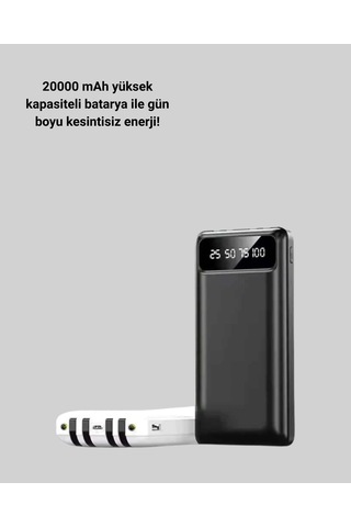 Akıllı Lcd Ekranlı 20.000mah Powerbank Pd + Usb + Type-c Çok Renkli