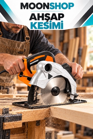 Moon Shop Pro Seri Lazerli Bakır Sargılı Metal Şanzuman Sunta Kesme Daire Testere Makinesi 185 MM