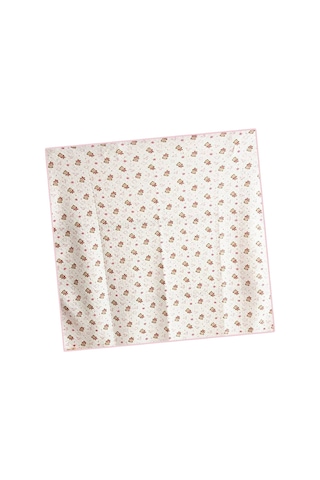 Ayıcık Desenli Penye Tek Kat Krem Pembe Bebek Battaniyesi Pembe