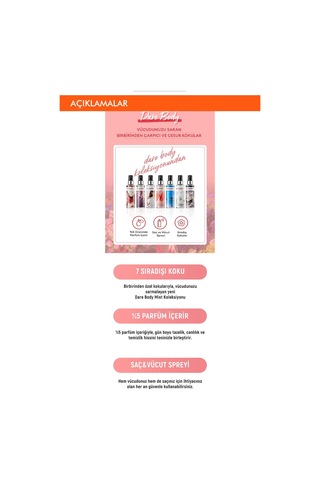 Missha Dare Body Mist Yoğun Esanslı Kalıcı Saç&Vücut Spreyi 105 ML - Pear&Rose