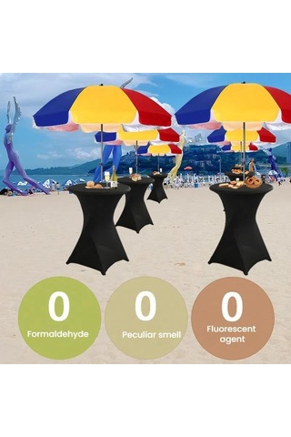 Sones Otel Düğün Dekorasyonu İçin Kokteyl Bar Masa Örtüsü Streç Polyester Ziyafet Yuvarlak Masa Örtüsü, Boyut: 80x110cm Mor Mor