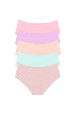 1007 Kadın Mix 5'lı Günlük Bato Külot 1007-v9-pembe, Lilla, Somon, Mint, Vizon Çok Renkli