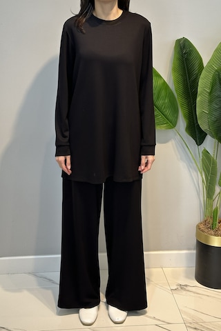 Lale Butik Örme Modal Pantolonlu Takım 19005 Siyah