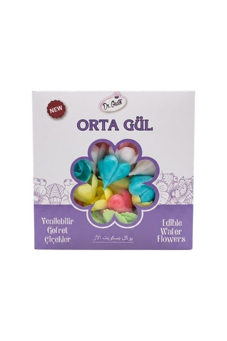 Gofret Gül Orta Boy 50 Adet 100 Yaprak Yenilebilir Pasta Süsleme Gülü