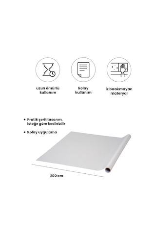 Elektrostatik Yapışıp Çıkartılabilir Şerit Beyaz Tahta 2m Rulo Pratik Ve Yeniden Kullanılabilir Beyaz