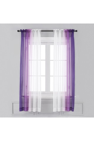 Teltree Lila Renkli Sol-sağ Degrade Dokuma Perde, 1.32m Genişlik X 1.6m Uzunluk, Işık Filtreleyici, 2 Adet