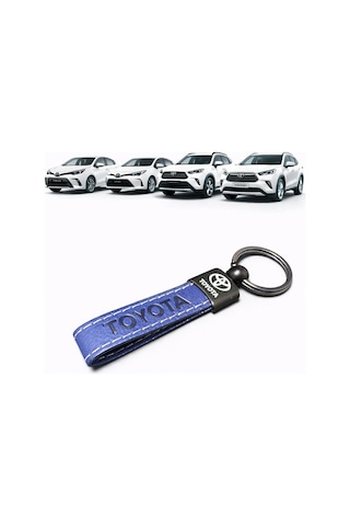 Toyota Ve Logolu Anahtarlık Suni Deri Lacivert