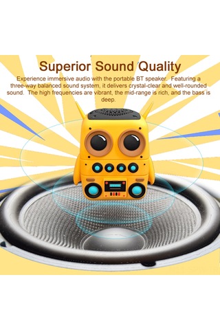 Maiyame Sarı Minyon Desenli Taşınabilir Bluetooth Hoparlör - Ip65 Su Geçirmez, 5-8 Saat Çalma Süresi, Fm Radyo Ve Tf Kart Desteği