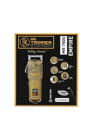 Saç Sakal Kesme Traş Makinesi Usb - Type-c Şarjlı - Led Gösterge 3-7-9-12mm Tarak Mr-7800 5468