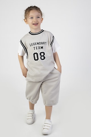 Erkek Çocuk Legendary Baskılı Kısa Kollu Diz Altı Basketball Şortlu Basic Takım 2-5 Yaş 001