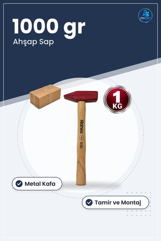 Çekiç 1000 Gr Ahşap Saplı Makine Tipi Hırdavat El Aleti Tamir Mon