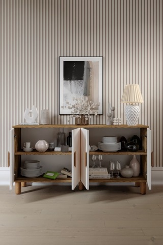 Linea Bohem Konsol 4 Kapaklı Mdf Mebran Kapak 160 Cm Modern Salon Konsolu Aytaşı Ceviz Aytaşı - Çam