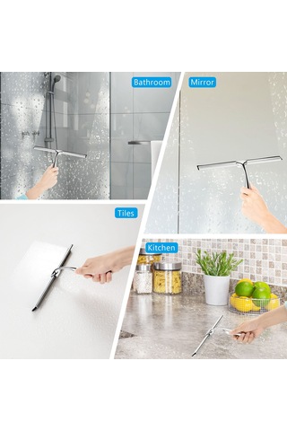 Tenfowee Fitfirst Çok Amaçlı Silikon Pencere Ve Duş Squeegee, 10 İnç Cam Sileceği, 3m Yapışkanlı Kancalı Diğer