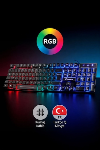 2345 Usb Kablolu 7 Renk Led Işıklı Gaming Q Klavye