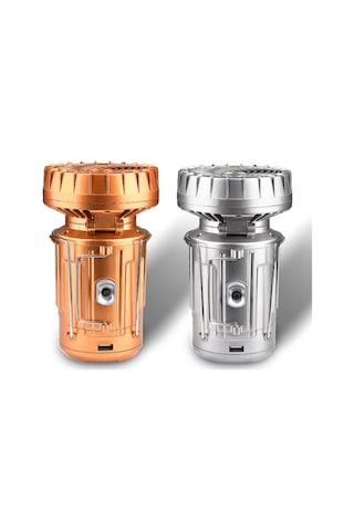 Padalink 3 Lü Fonksiyonel Kamp Feneri, Fan Ve Güneş Enerjisi Şarjlı Taşınabilir Outdoor Aydınlatma Gümüş