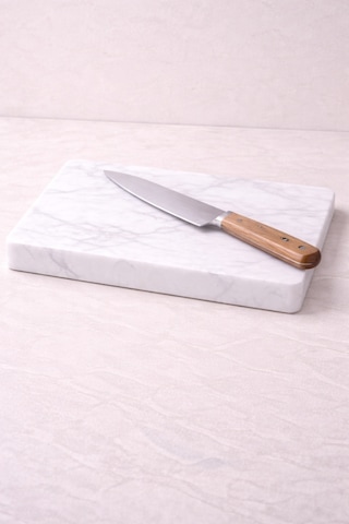 20x30 Cm Doğal Beyaz Mermer Kesme & Sunum Tahtası Premium Mutfak Ürünü Beyaz
