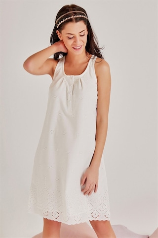 Magic Form 36110 Kadın Ekru Brodeli Lohusa Gecelik Sabahlık Takım