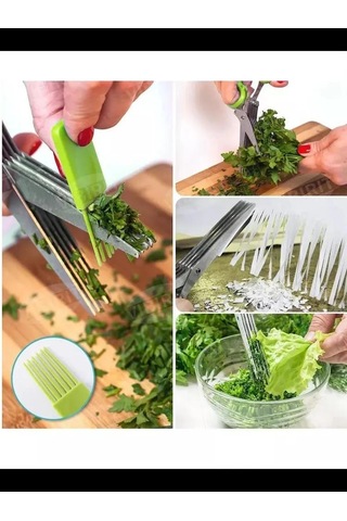 Youmex Yeşil 5 Bıçaklı Nane, Kereviz, Fesleğen Kesici Bıçak - Paslanmaz Çelik, Kaygan Korumalı Kollü, Temizlik Fırçası İçeren Mutfak Makinesi Diğer