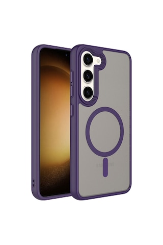 Galaxy Uyumlu S23 Plus Kılıf Mat Arka Yüzey Wireless Şarj Özellikli Casen Flet Magsafe Kılıf
