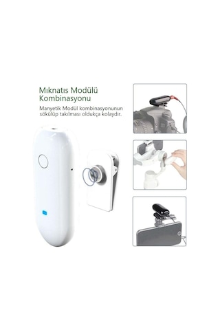 Lensgo 318C Beyaz Kablosuz Tekli Yaka Mikrofonu Seti