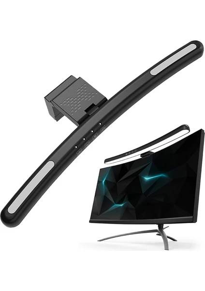 Yesnıce Curved Monitörü 24-27 Inch Işık Çubuğu Led Işıklar Göz Bakımı, Masaüstü 3 Kademeli
