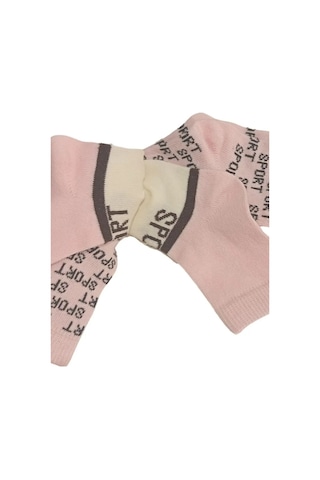 Kız Bebek Pembe Asorti Yazı Detaylı Pamuklu Mevsimlik 3'lü Set Soket Çorap Pembe
